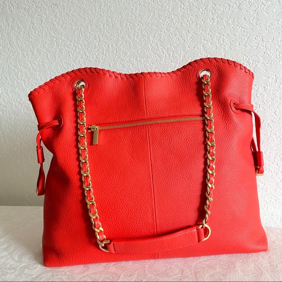 Tory Burch Thea Slouchy Chain Tote in Brilliant Red - Picture 7 of 12